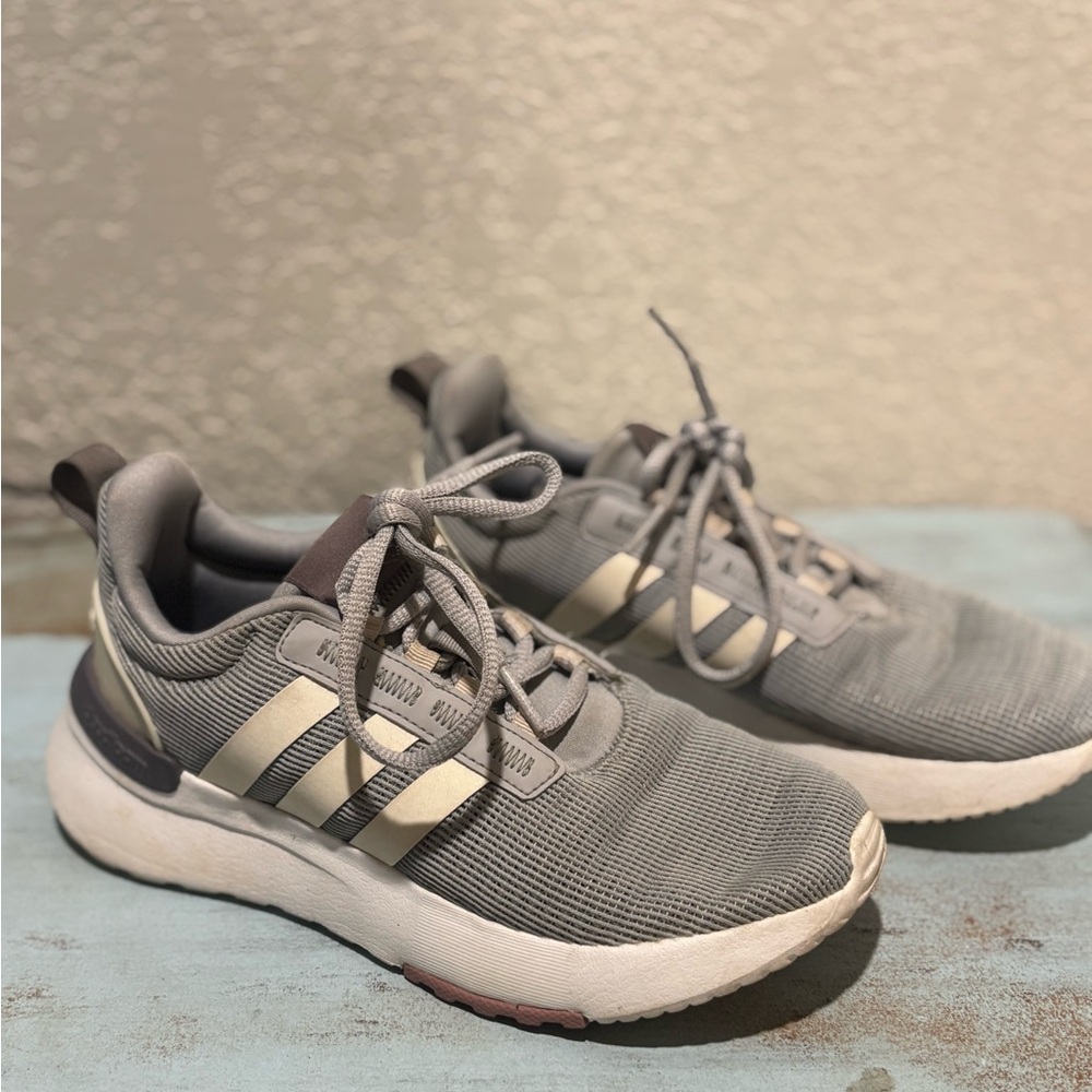 Adidas Kids size 3 Gray and White Sneakers